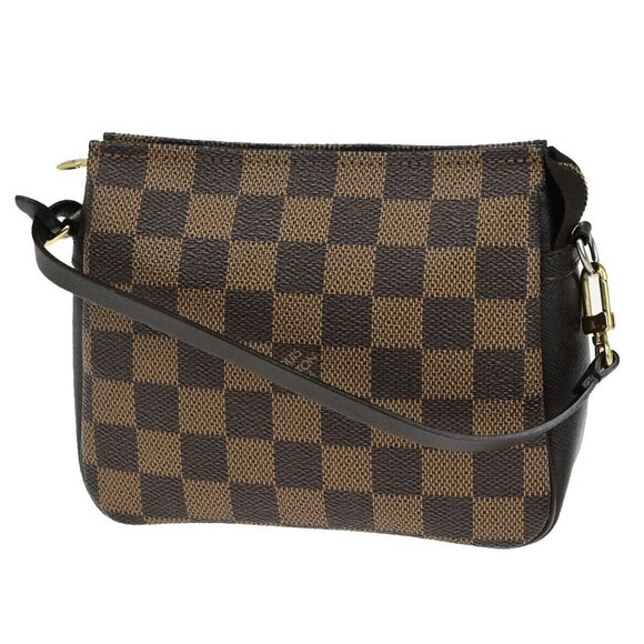 LOUIS VUITTON Trousse Makeup Hand Bag Damier Ebene Leather Brown - Picture 1 of 14